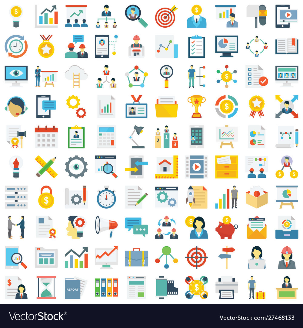 Project management colored icons set every