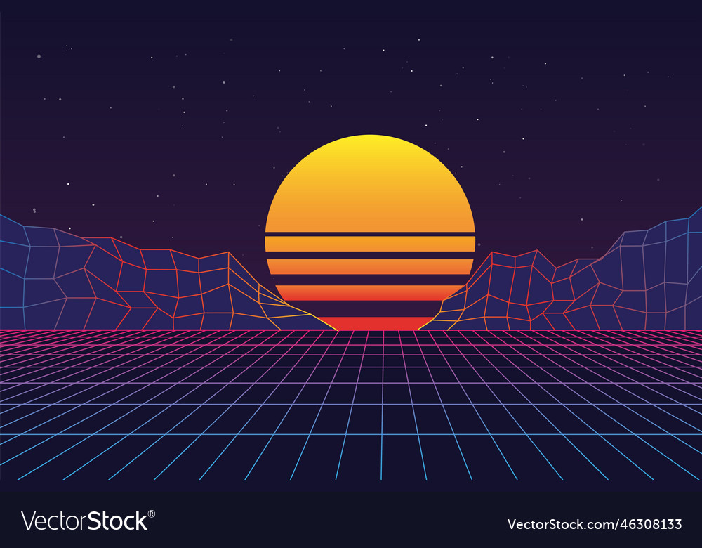 Retro synth game abstract background futuristic Vector Image