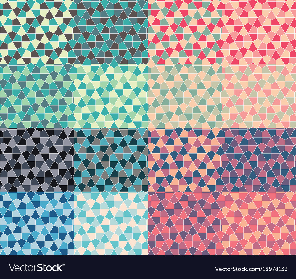 Seamless geometric pattern set simple flat lined