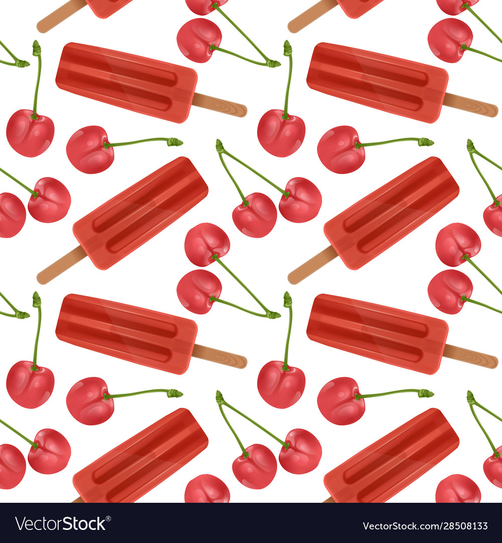 Seamless pattern with realistic popsicles