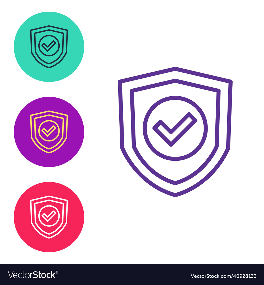 Set line shield with check mark icon isolated vector image Set line shield with check mark icon isolated