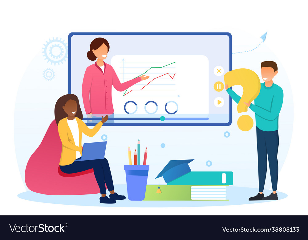 Junge männliche und weibliche Charaktere studieren vector image Junge männliche und weibliche Charaktere studieren