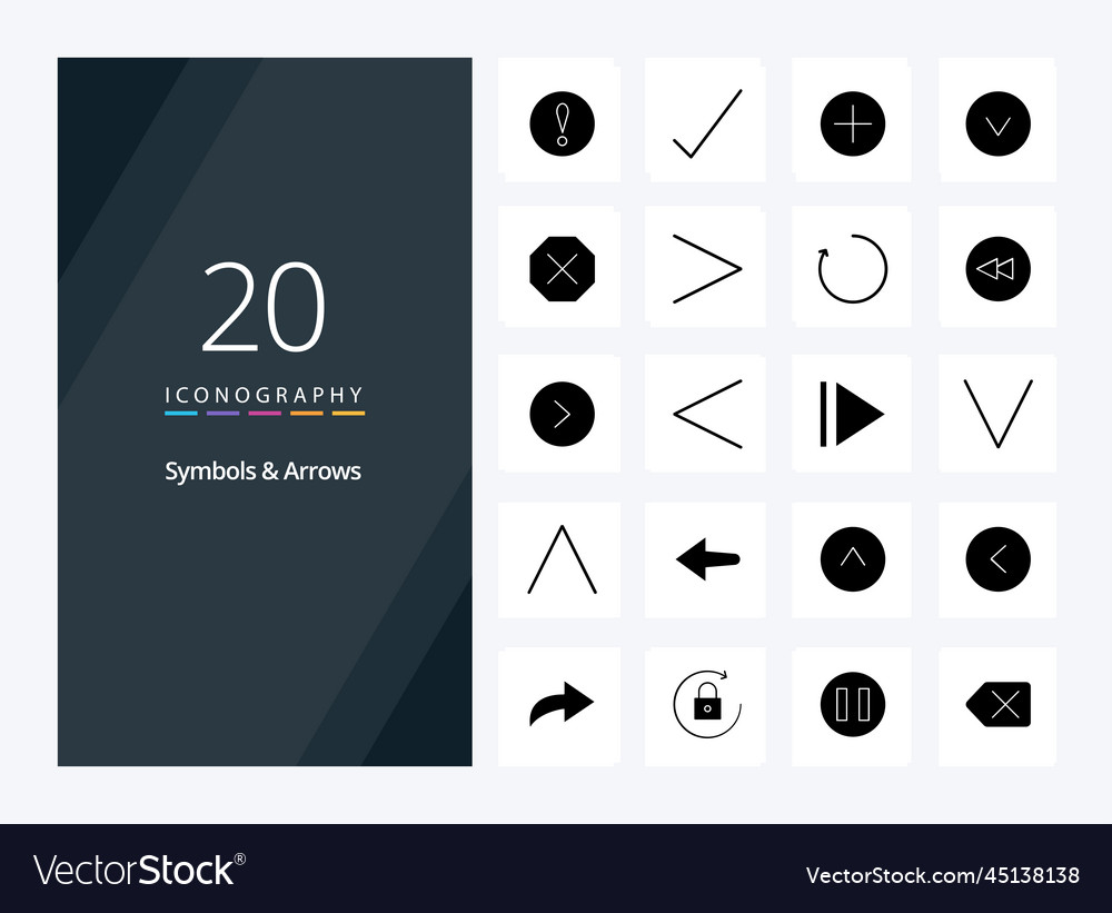 20 Symbole Pfeile solide Glyph Symbol