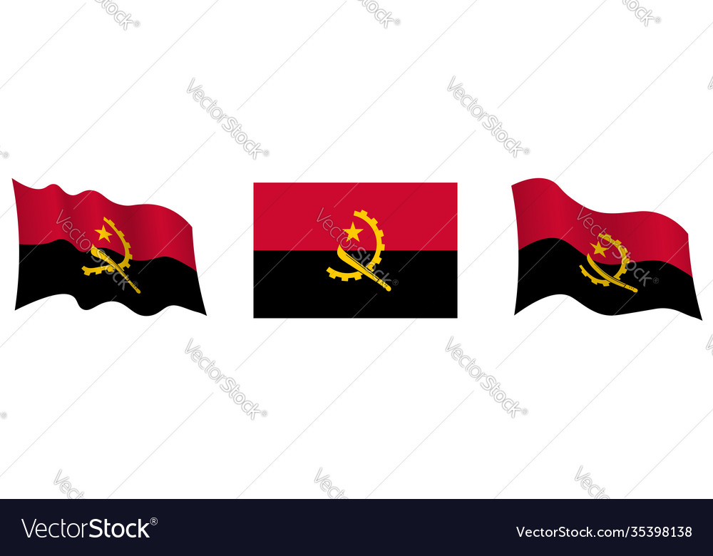 Angola flag in static position and motion