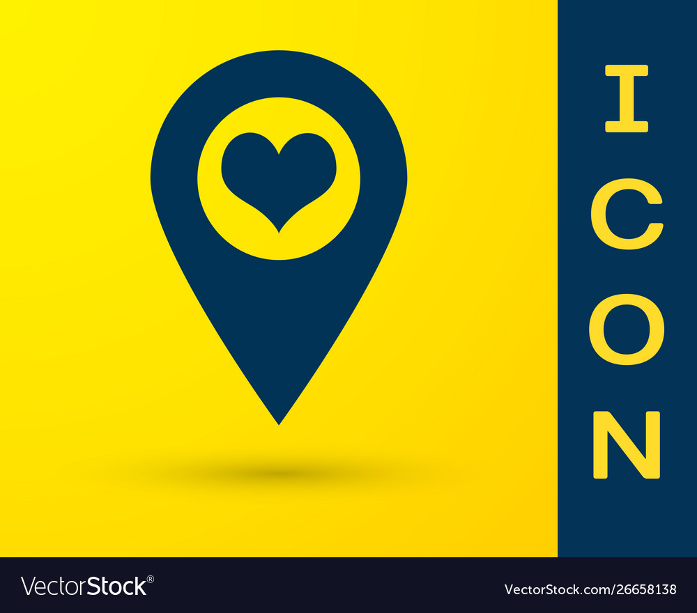 Blue map pointer with heart icon isolated vector image Blue map pointer with heart icon isolated