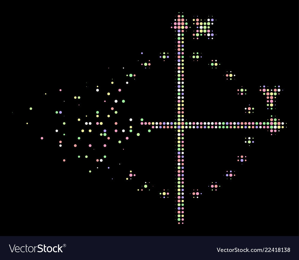 Bright fractured pixel halftone dotted circle plot Vector Image Bright fractured pixel halftone dotted circle plot