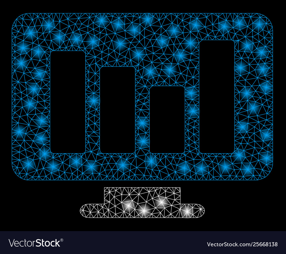 Bright mesh network bar chart monitoring vector image Bright mesh network bar chart monitoring