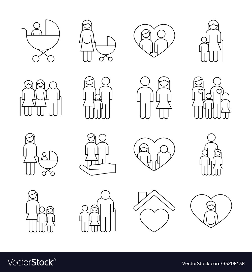 Bundle sixteen family parents set icons