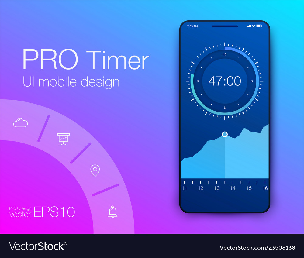 Clock application ui design concept eps 10 Vector Image