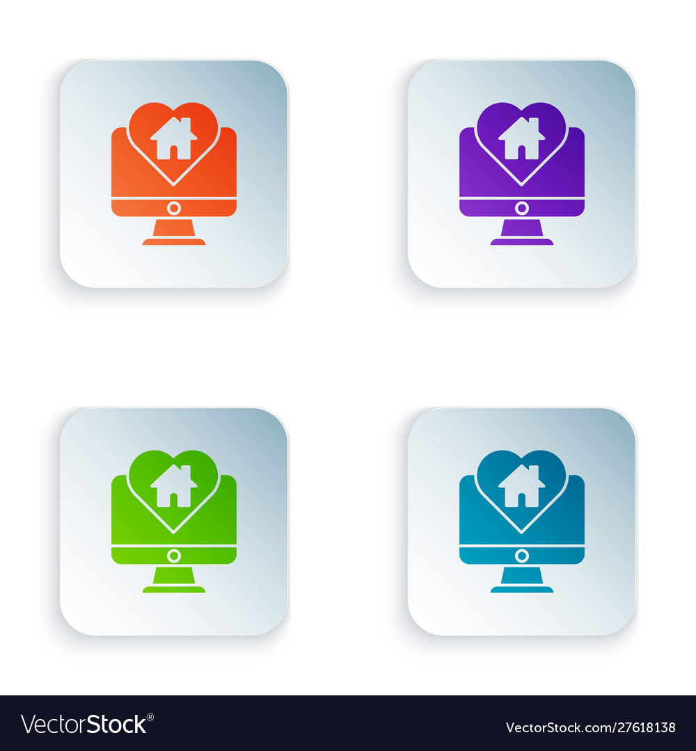 Color computer monitor with house in heart shape