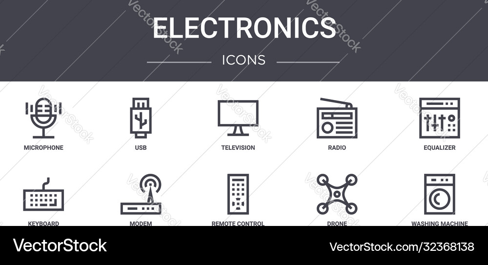 Electronics concept line icons set contains icons Vector Image