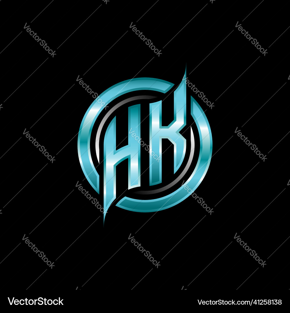 Hk initial monogram logo circle rounded Royalty Free Vector