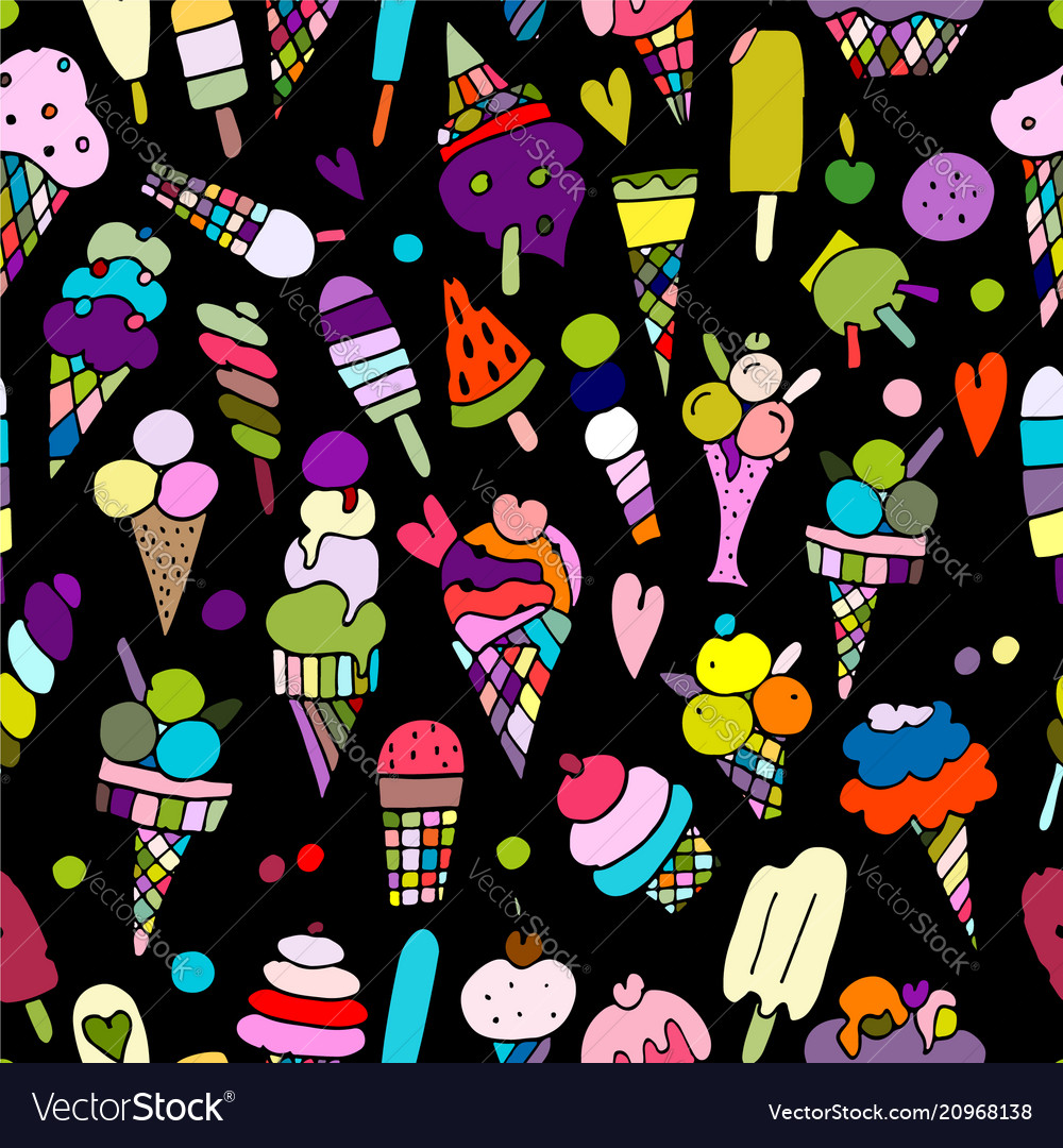 Icecream collection seamless pattern for your vector image Icecream collection seamless pattern for your