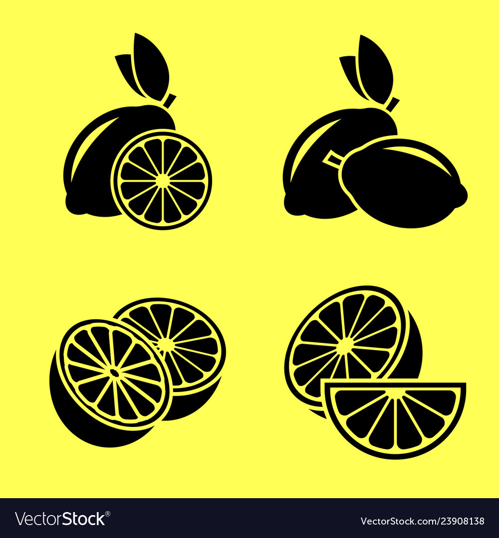 Lemon a set of in different state black