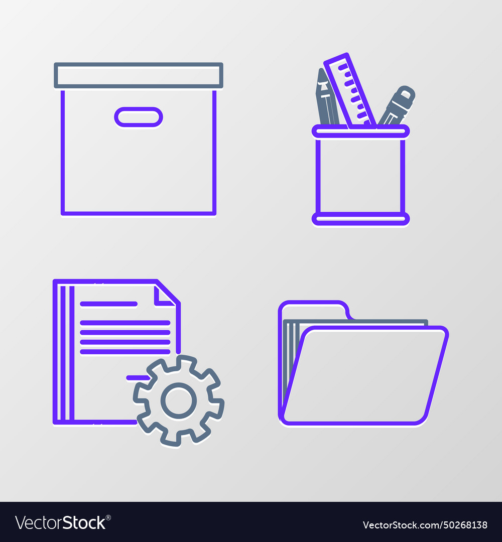 Set line document folder settings with gears Vector Image Set line document folder settings with gears