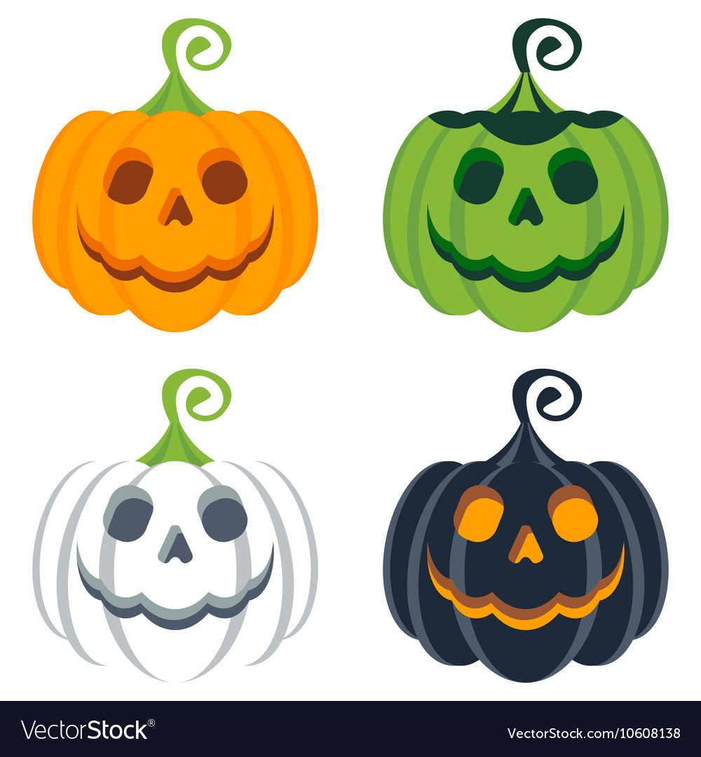 Set of halloween colored pumpkins