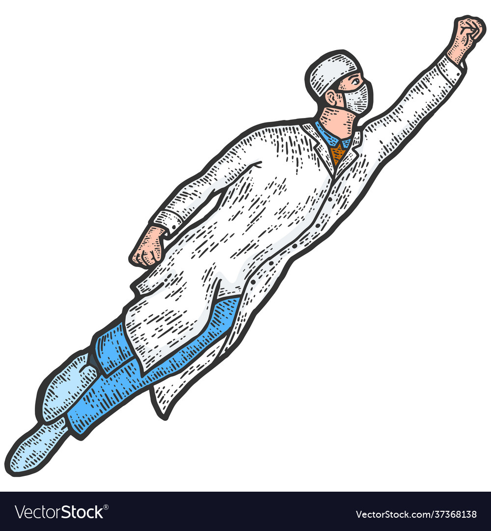 Superhero Arzt skizzieren Kratzbrett Nachahmung vector image Superhero Arzt skizzieren Kratzbrett Nachahmung