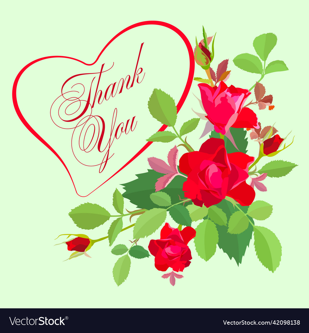 Thank you card with scarlet roses