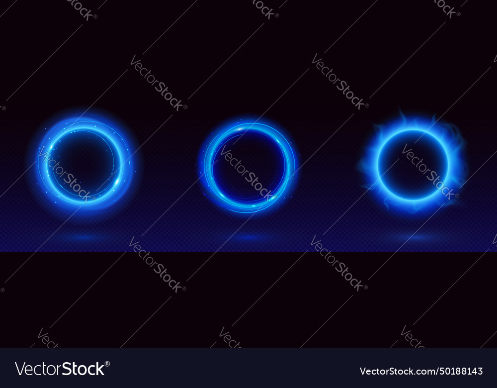 Blue circle frames set Royalty Free Vector Image