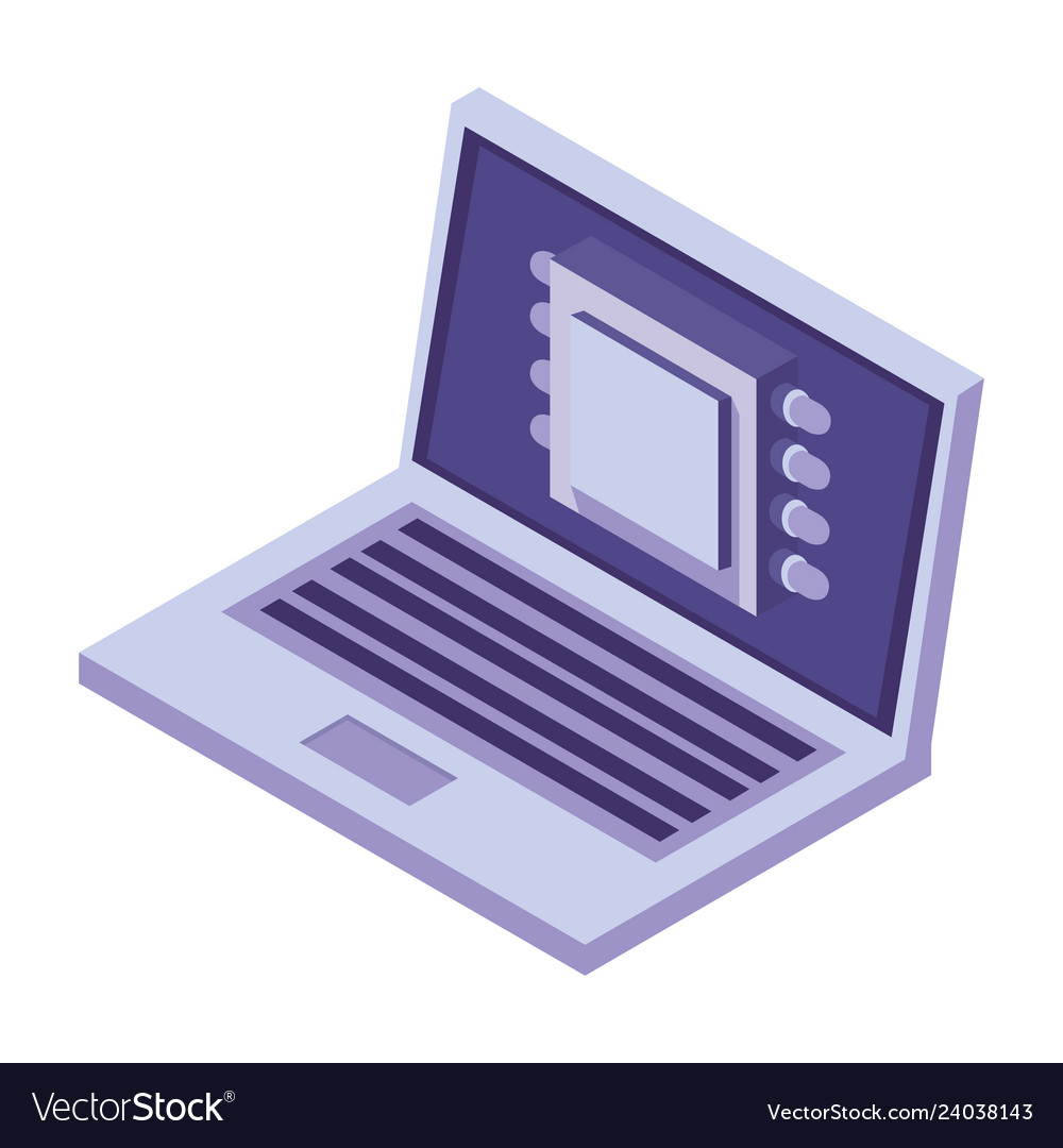 Computer and microchip vector image Computer and microchip