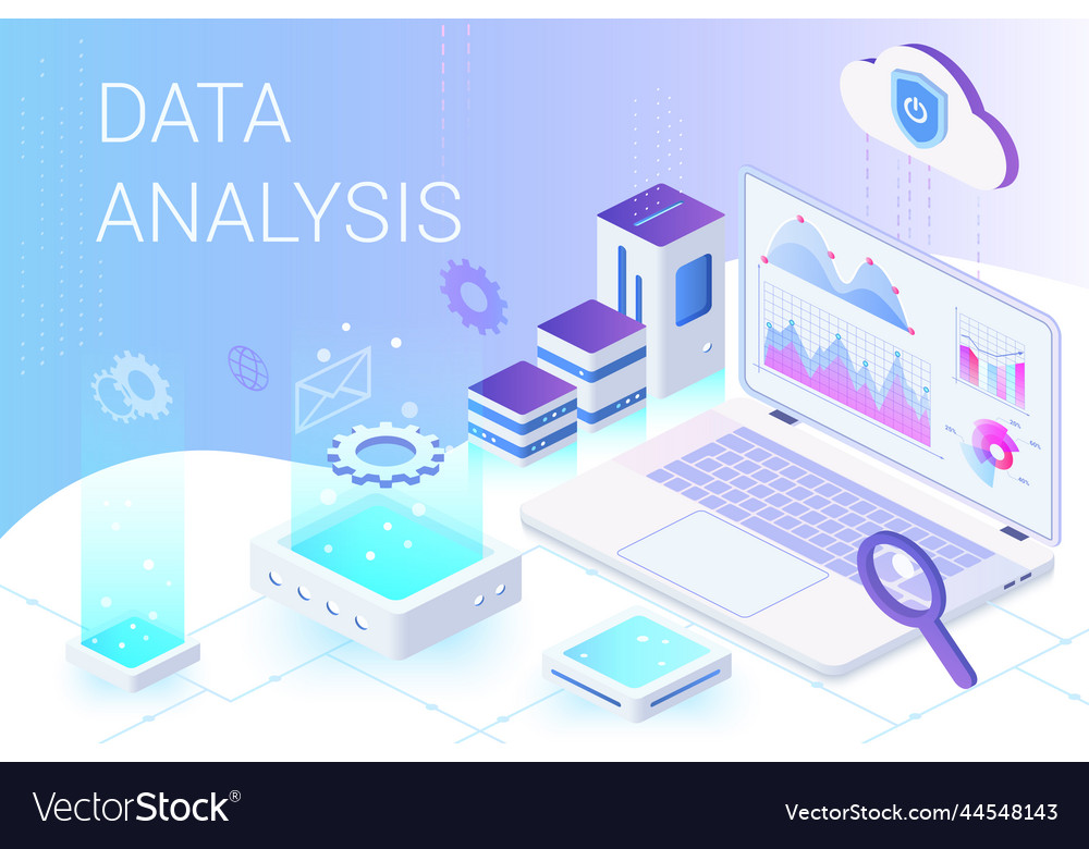Data analysis web analytics and marketing metrics vector image Data analysis web analytics and marketing metrics