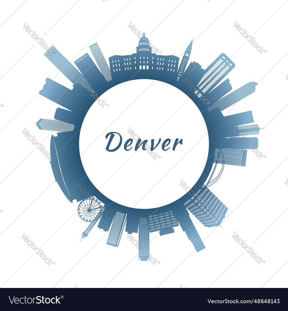 Denver skyline with colorful buildings circular Vector Image