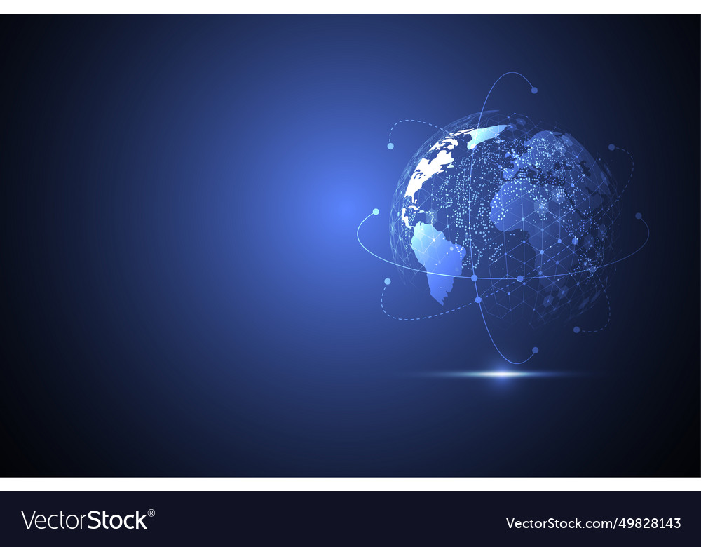 Global network connection world map point vector image Global network connection world map point