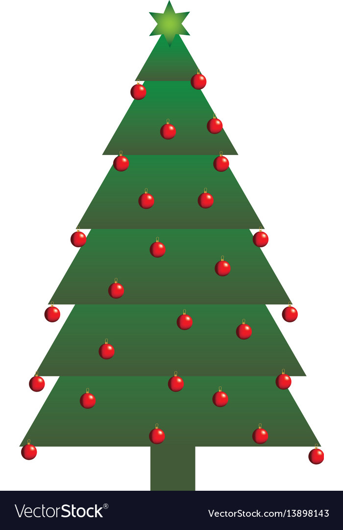Green Christmas Tree With Trunk And Garlands Vector Image