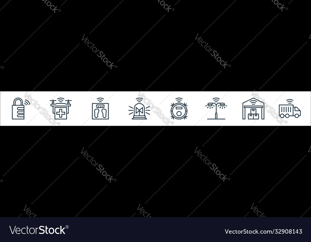 Internet things line icons linear set quality vector image Internet things line icons linear set quality