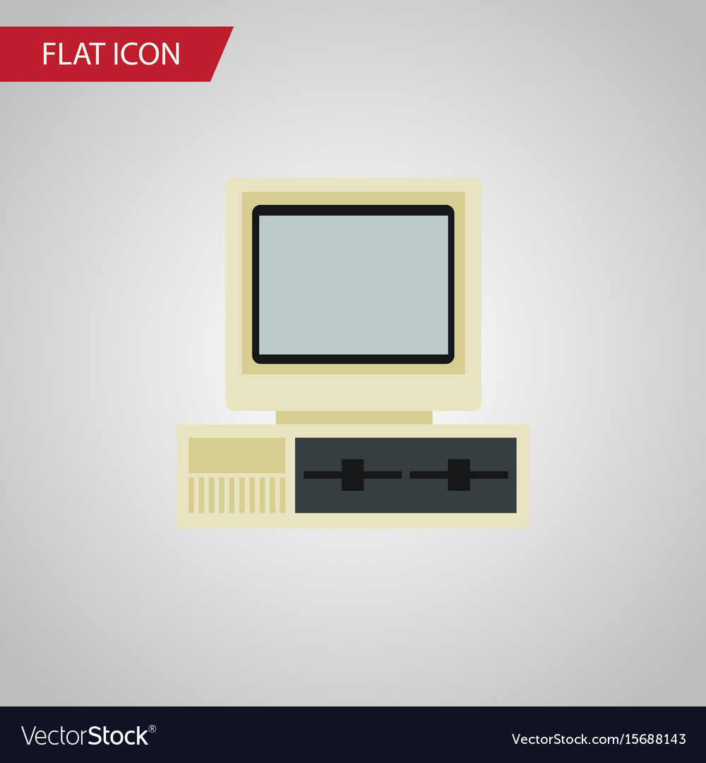 Isolated pc flat icon computer element can