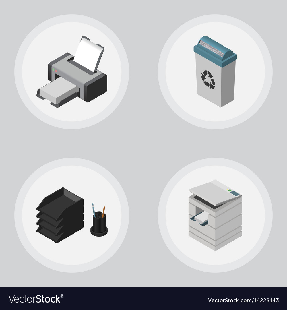 Isometric work set of scanner garbage container