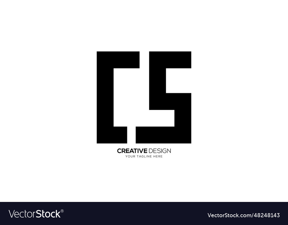 Letter c s rectangle shape simple line monogram