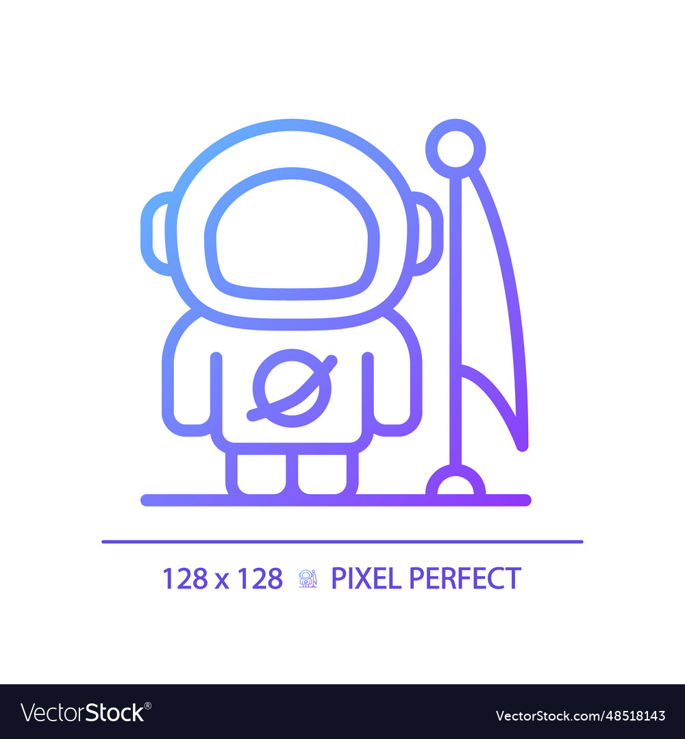 Man on moon pixel perfect gradient linear icon Vector Image Man on moon pixel perfect gradient linear icon