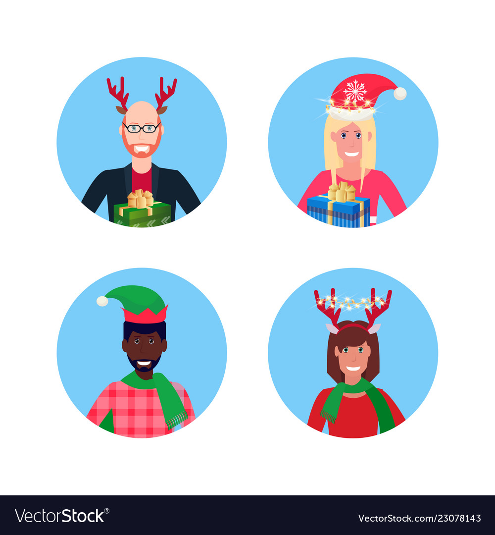Frohe Weihnachten Mann & Frau Porträts