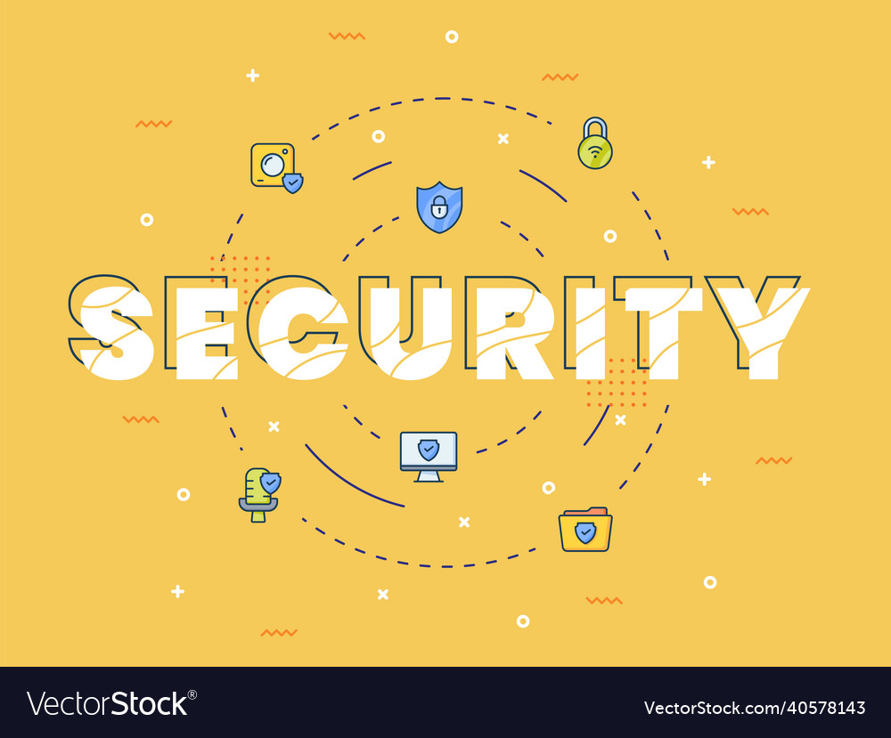 Security technology concept with word or text