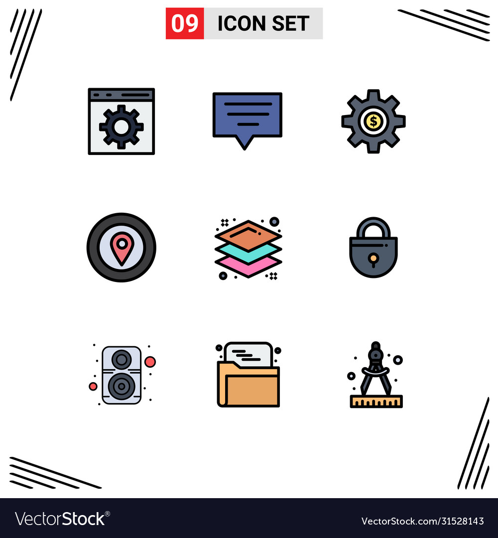 Set 9 modern ui icons symbols signs for layer