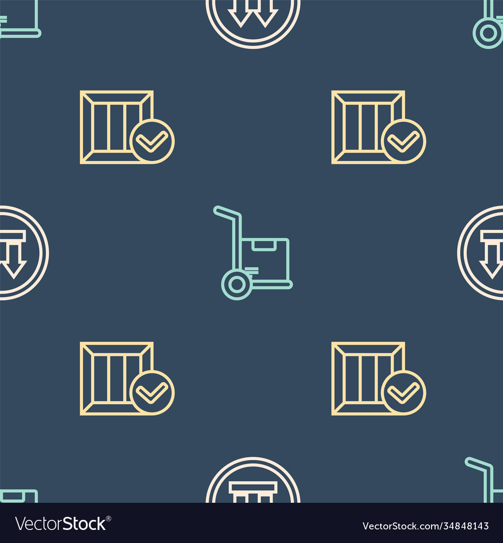 Set line this side up wooden box with check mark vector image Set line this side up wooden box with check mark