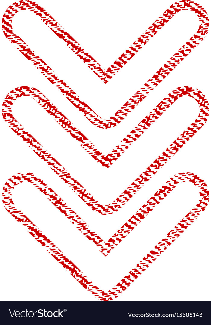 Triple pointer down fabric textured icon vector image Triple pointer down fabric textured icon