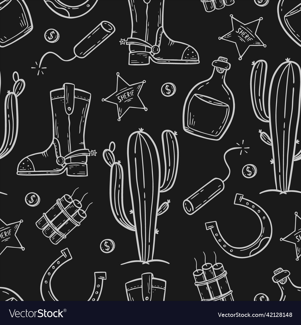 A pattern with elements of the wild west vector image A pattern with elements of the wild west