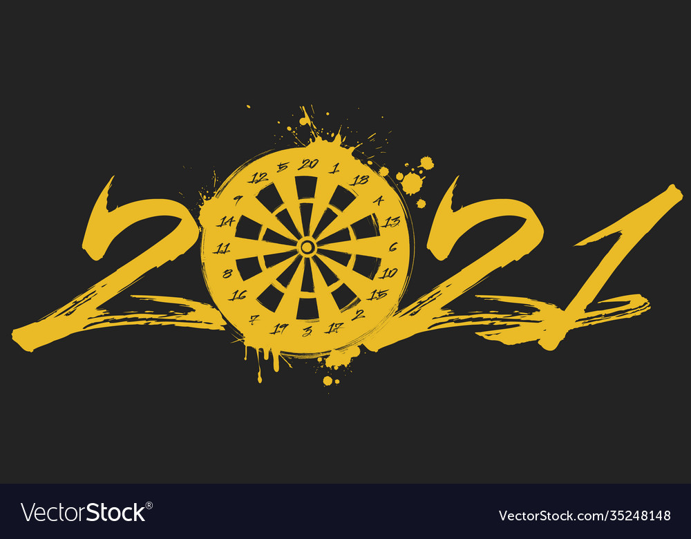 Abstract numbers 2021 and a dartboard from blots