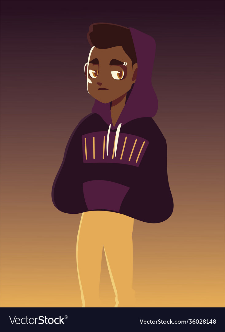 Afro american in sport sweater character youth