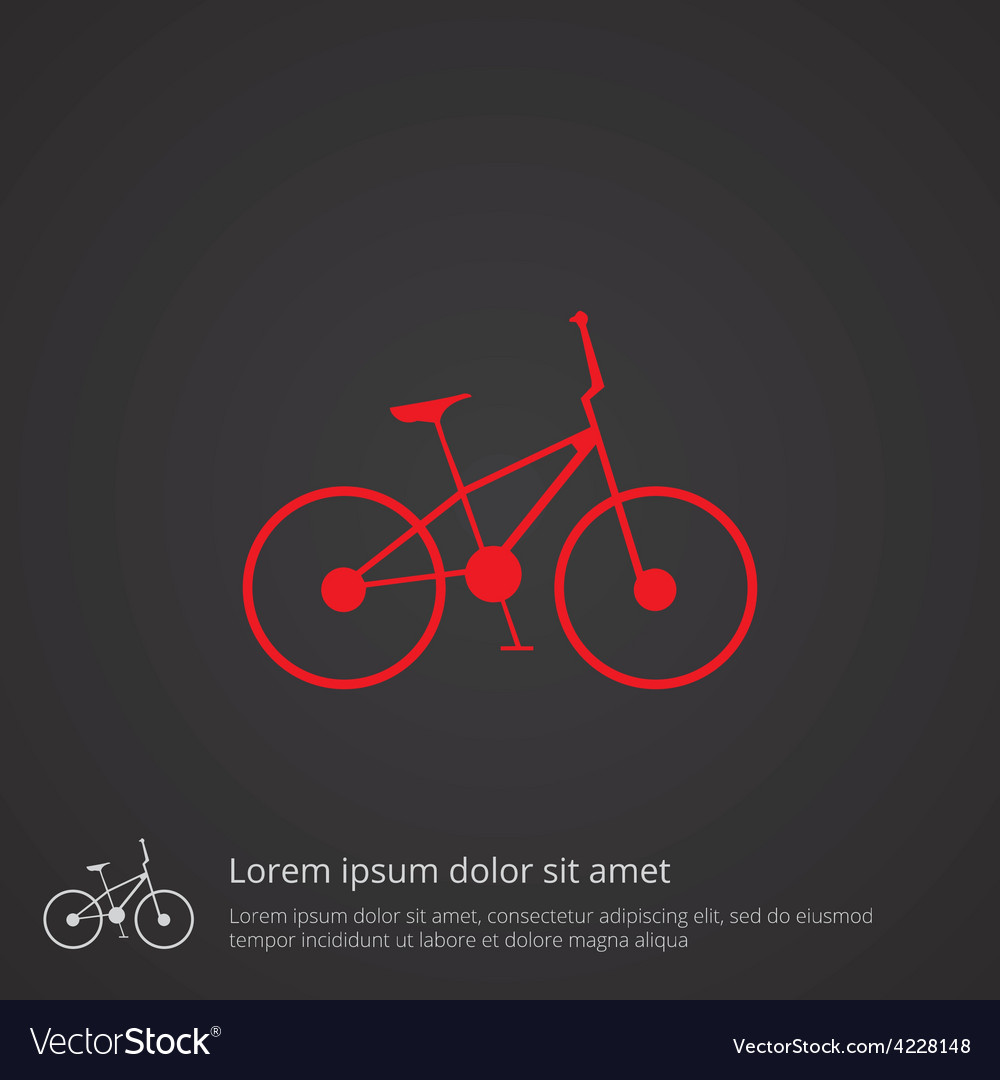 Bike outline symbol red on dark background logo Vector Image