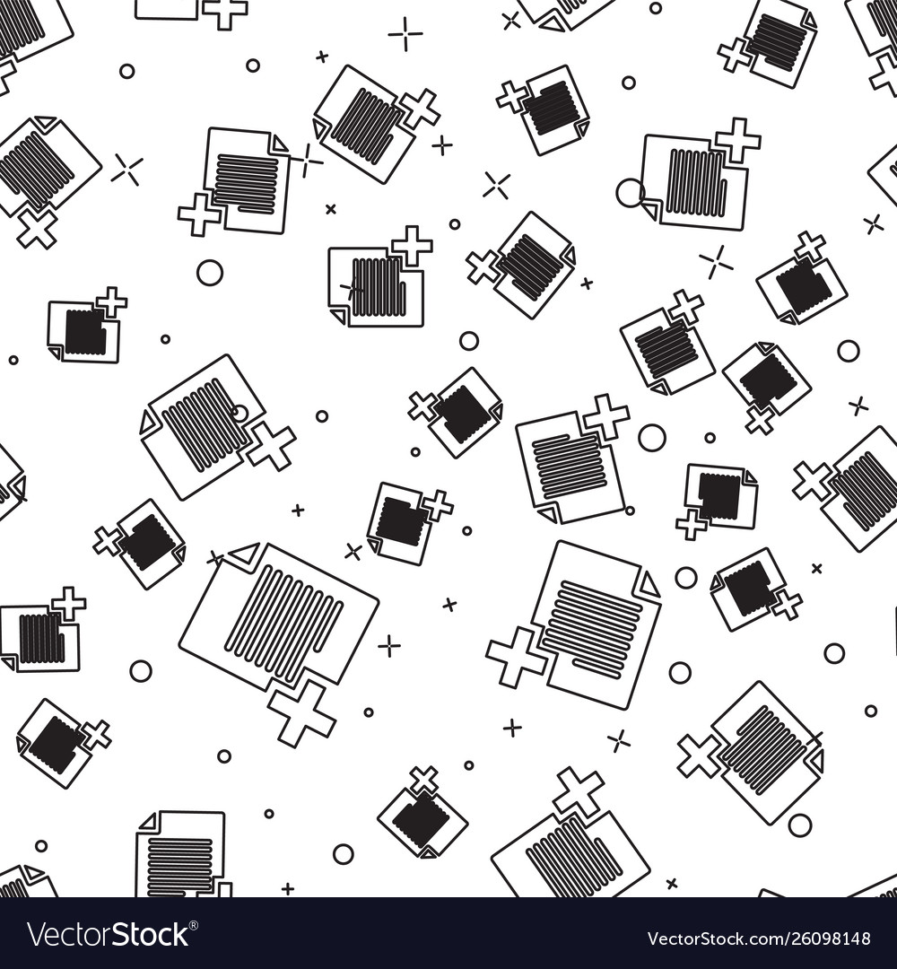 Black add new file icon isolated seamless pattern vector image Black add new file icon isolated seamless pattern