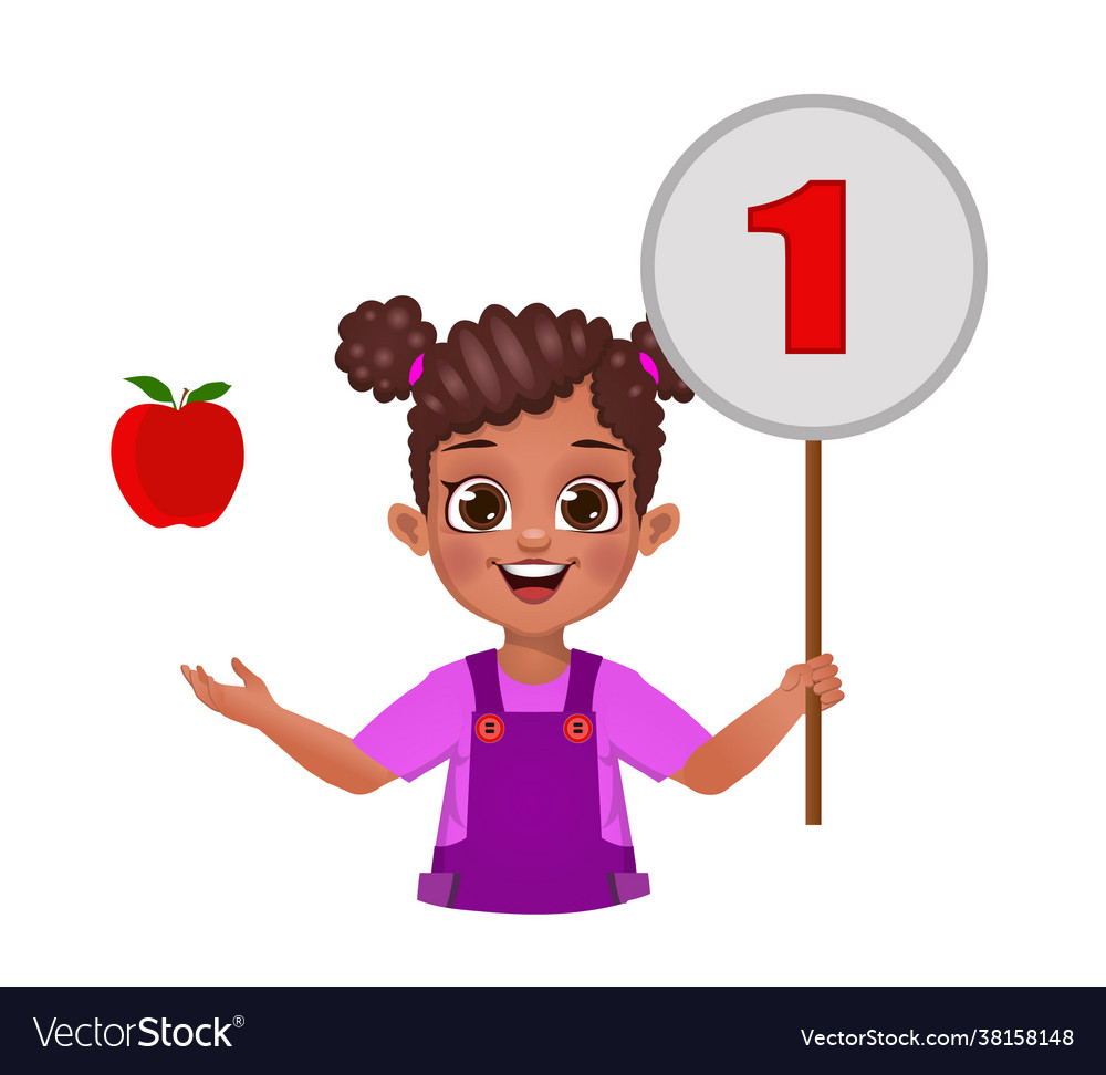Cute kid counting numbers showing number board Vector Image Cute kid counting numbers showing number board Vector Image