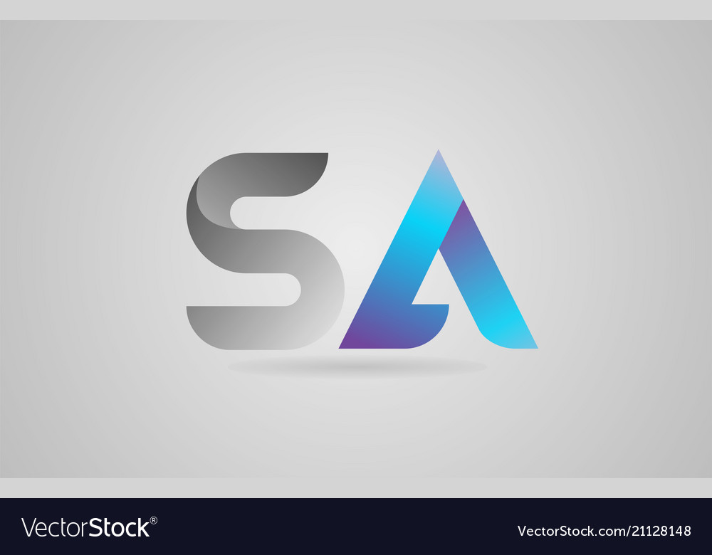 Grey blue alphabet letter sa s a logo icon design