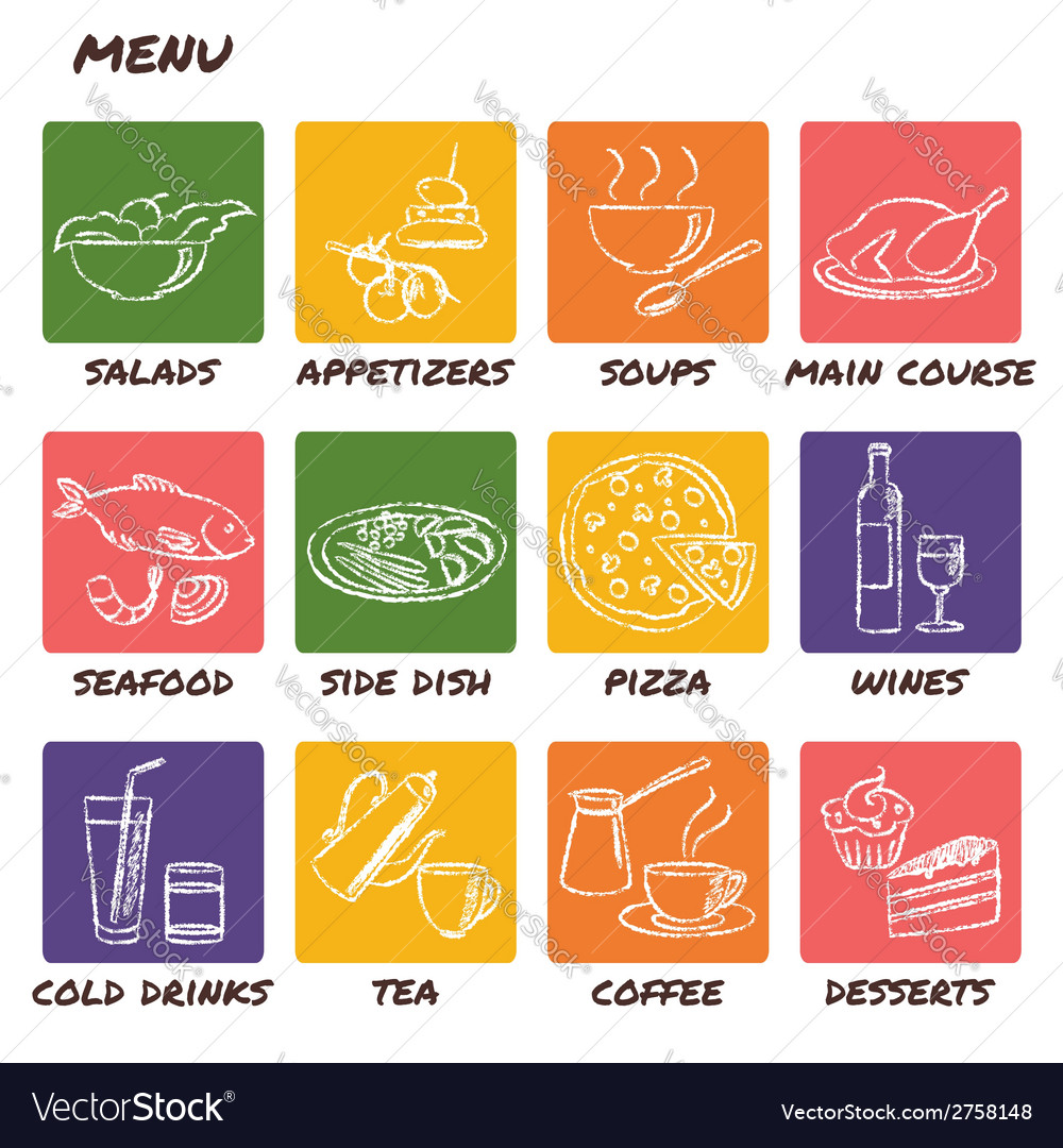 Hand drawn menu elements set
