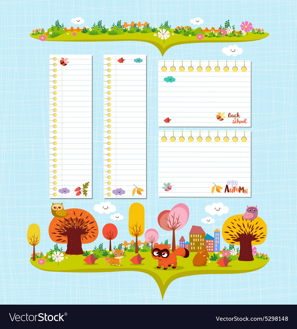 Hello autumn design elements for notebook note
