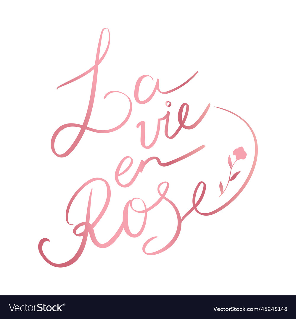 La vie en rose quote lettering handwriting vector image La vie en rose quote lettering handwriting