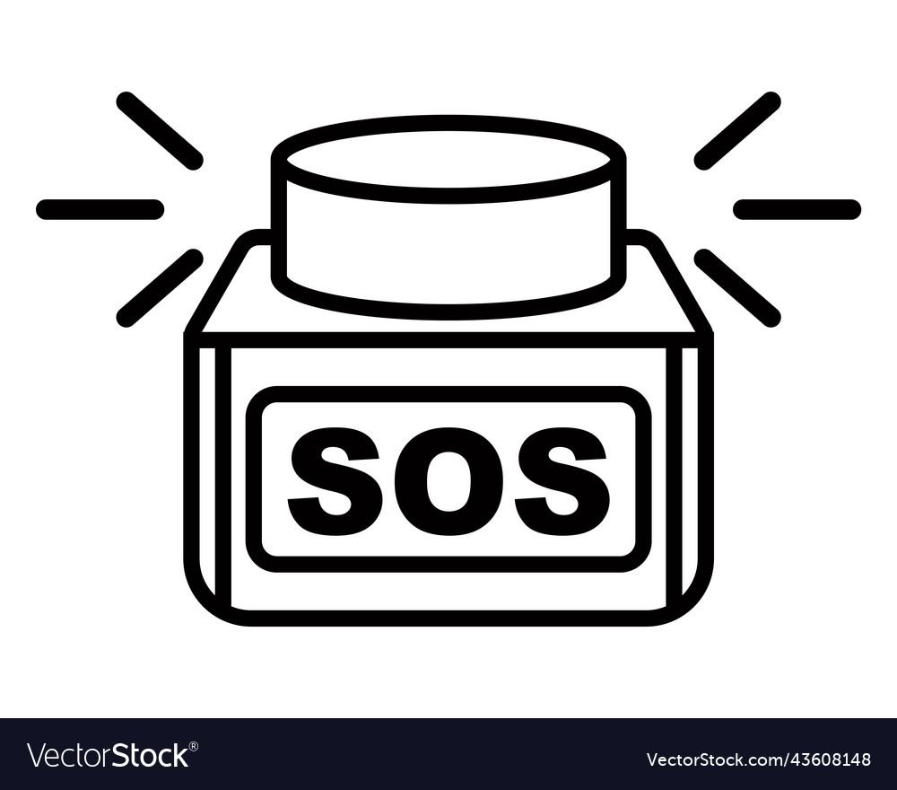 Line icon of sos button to call for help vector image Line icon of sos button to call for help