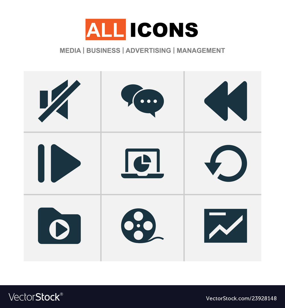 Multimedia icons set with upward comment rewind vector image Multimedia icons set with upward comment rewind